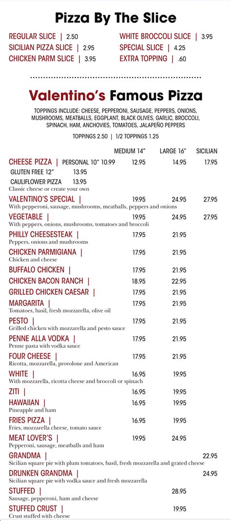 valentino's pizza order online